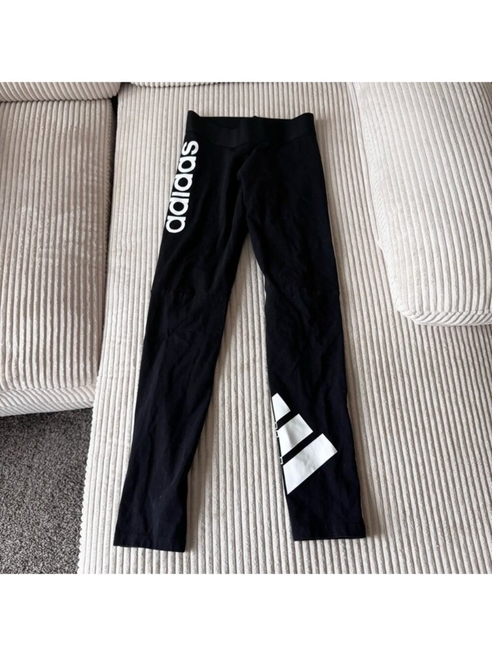 Adidas Women’s Black Logo Leggings XS Cotton Stretch Athletic Yoga Pants